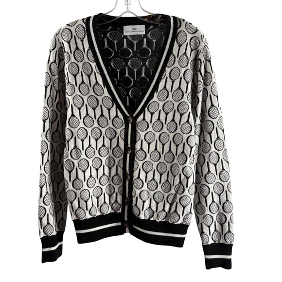NEVER A WALLFLOWER Black and White Golf Print Patterned Cardigan $232 - Picture 2 of 4
